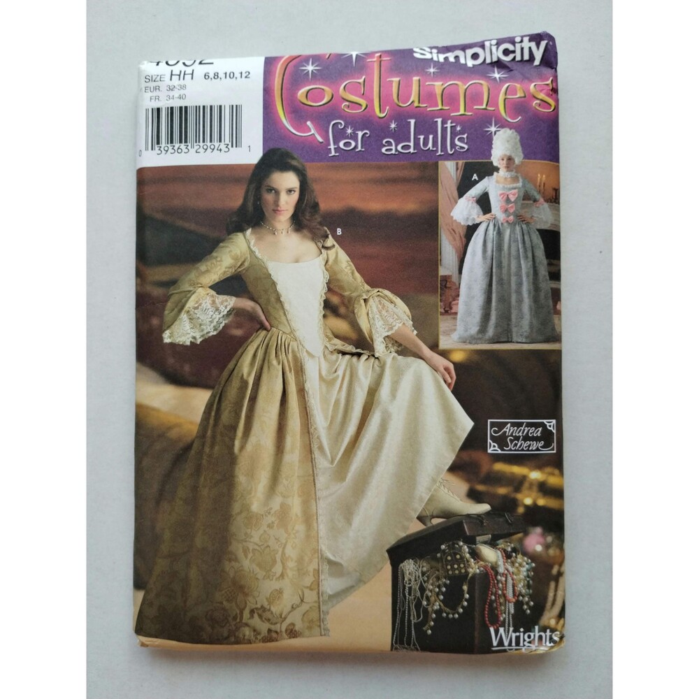 4092 Simplicity Costume Sewing Pattern Historical Gown, Size 6-12